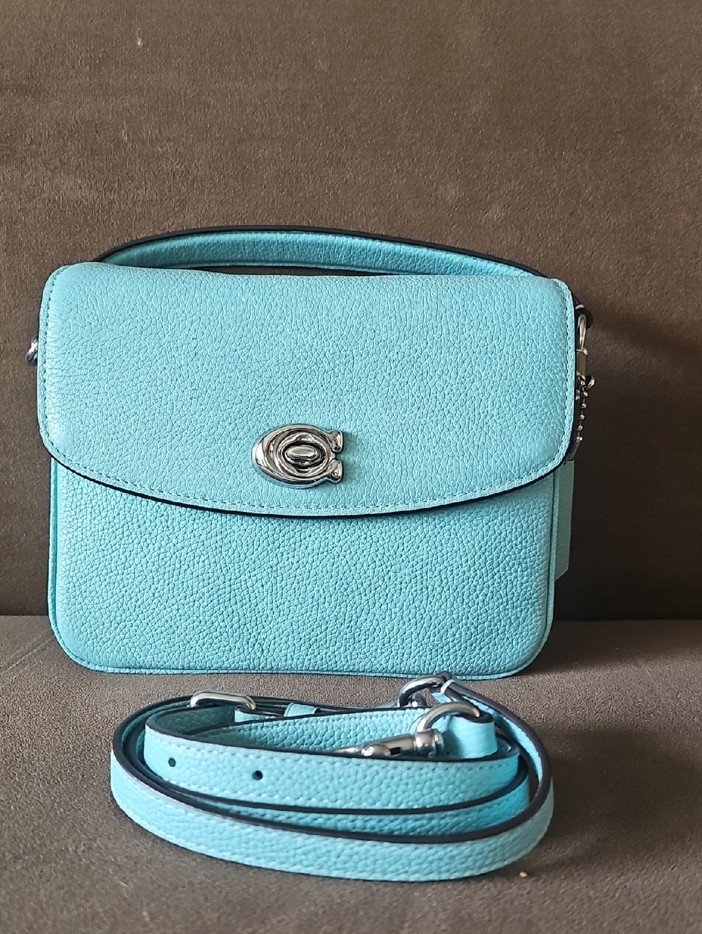 Coach Cassie Crossbody 19 bag Bag with Silver Hardware Tiffany Blue